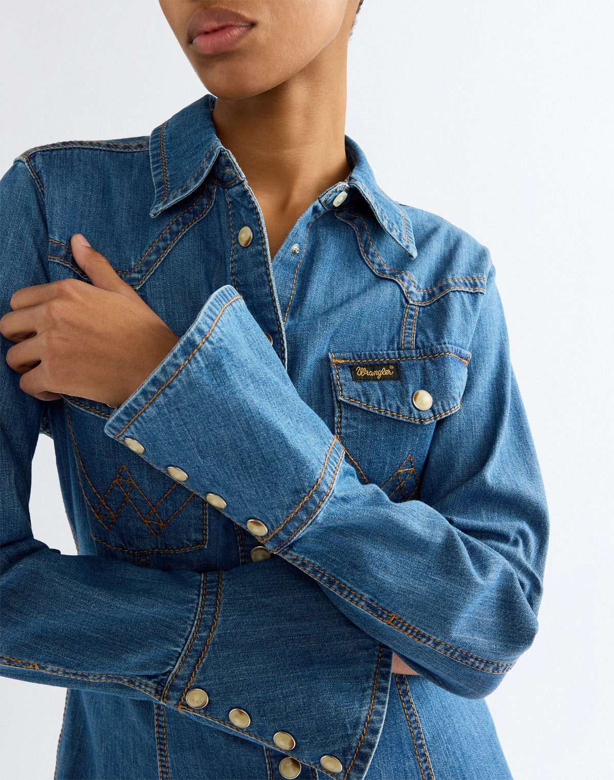 Super Wrangler Cowboy Shirt מכופתרת ג׳ינס