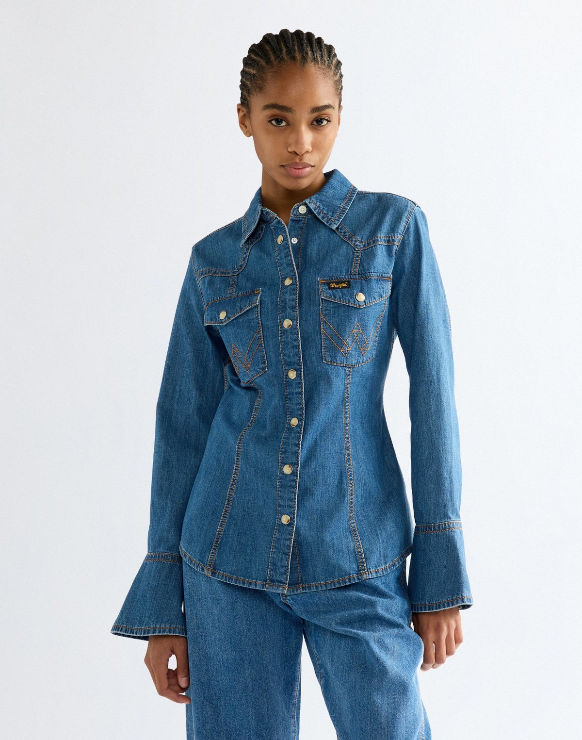 Super Wrangler Cowboy Shirt מכופתרת ג׳ינס