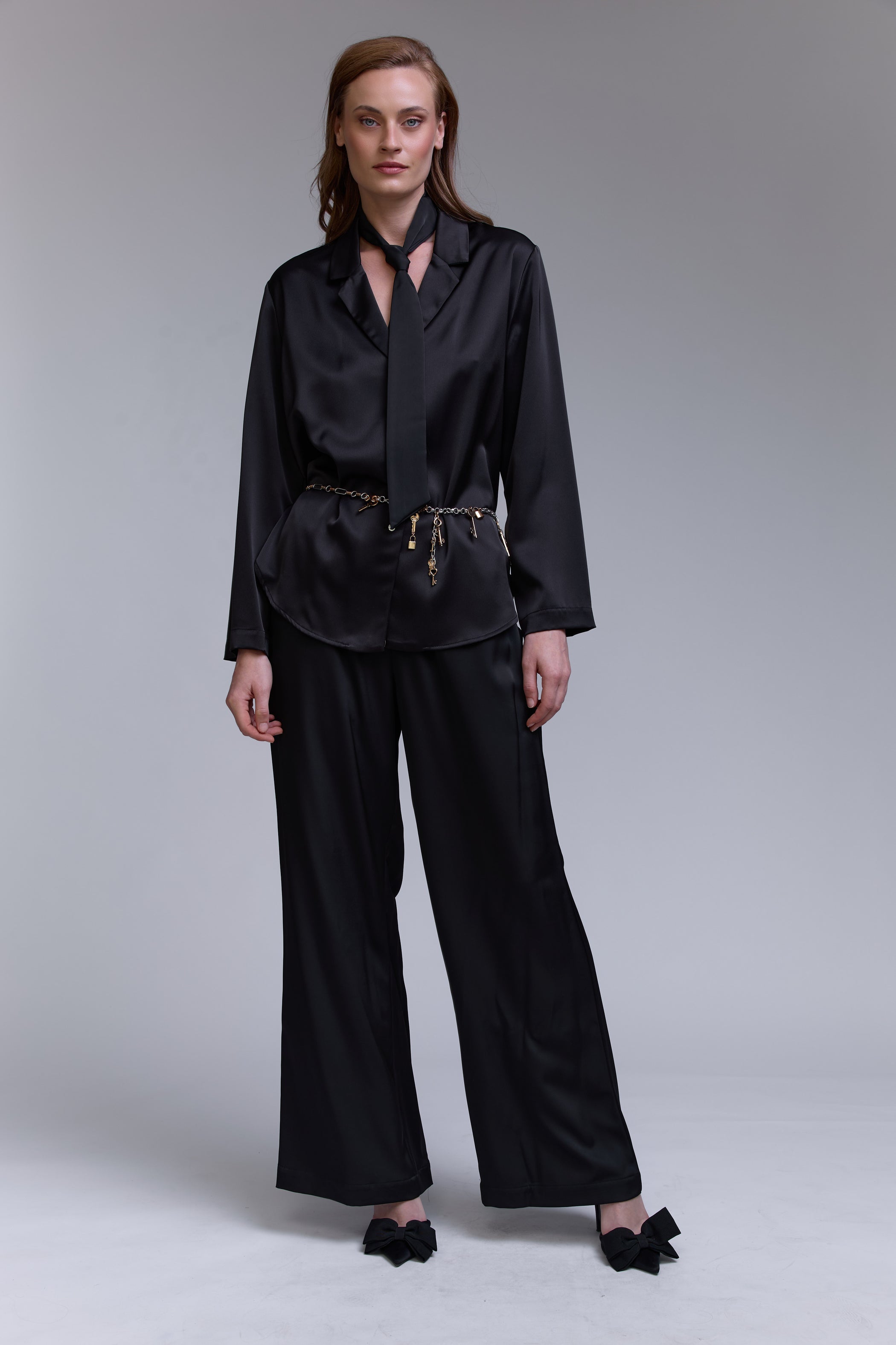 חליפה חולצה סאטן